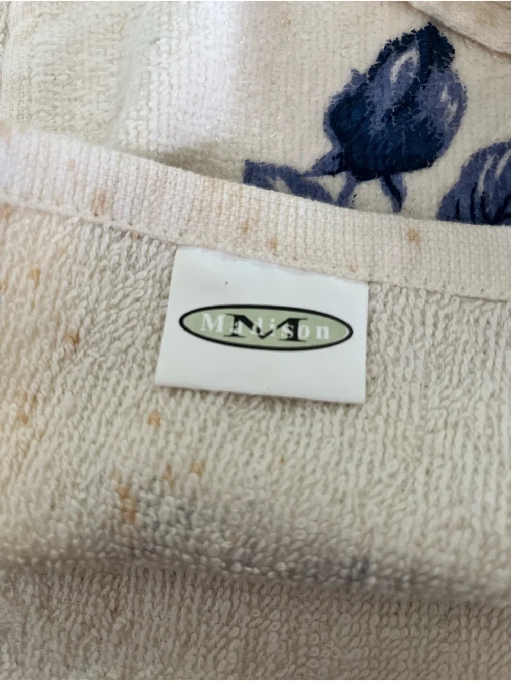 Madison Bath Towel Set 3 Pieces Blue And Cream Floral Vintage